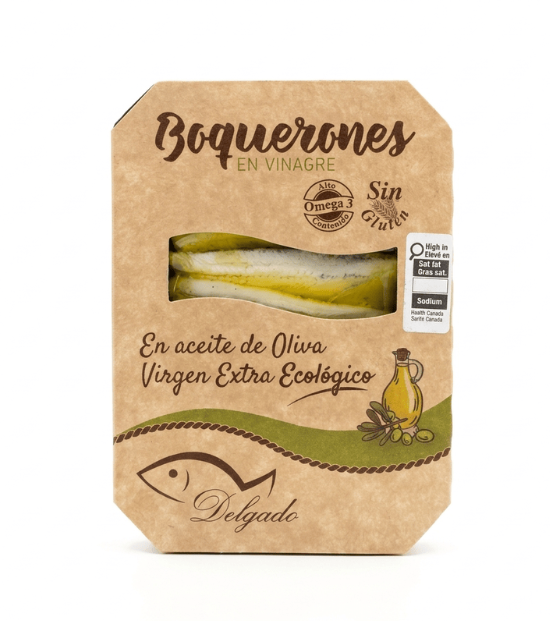 CD - BOQUERONES EN VINAGRE AOVE ECO - WHITE ANCHOVIES IN VINEGAR AND EVOO 80g